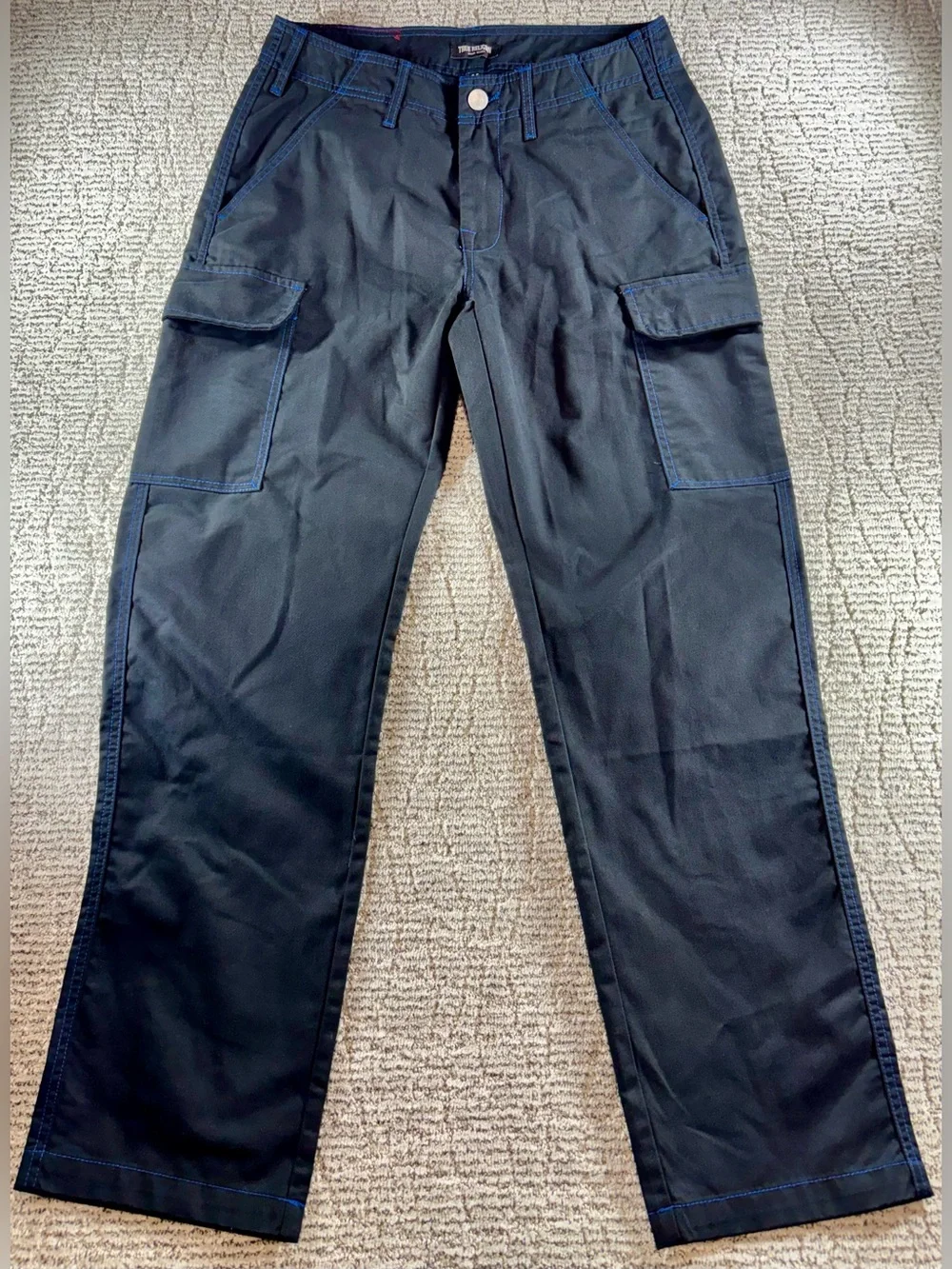 NWT True Religion Men’s Size 30 Jet Black/Pacific Blue Cargo Pants